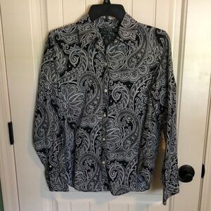 Ralph Lauren Black and White Paisley Shirt